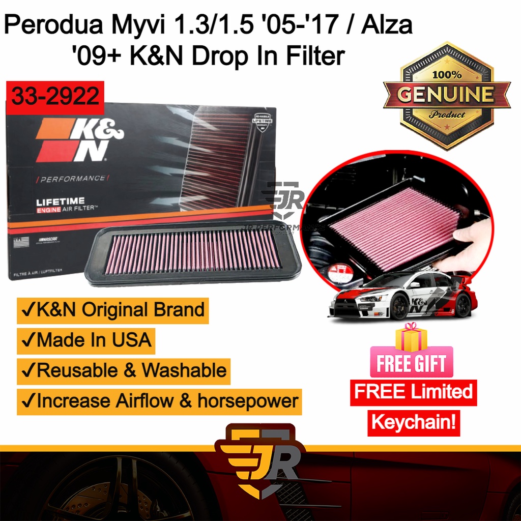 K&N Washable Drop In Replacement Air Filter Perodua Myvi 1.3 1.5 Alza 1