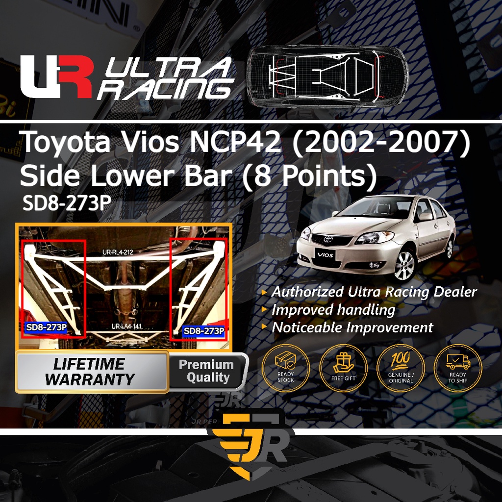 Ultra Racing Safety Bar Toyota Vios Ncp42 Side Lower Bar 8 Points Car